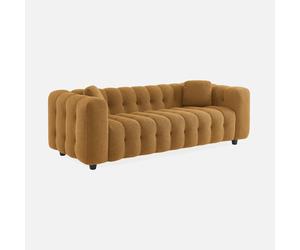sweeek - Sofá en borreguito texturizada, 3 plazas , Leon , 99x229x71 Mostaza