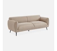 sweeek - Sofá en tela con patas de metal, 3 plazas , Soft , 205x82x76 Beige