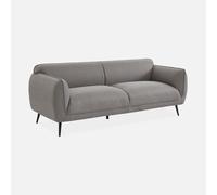 sweeek - Sofá en tela con patas de metal, 3 plazas , Soft , 205x82x76 Gris claro