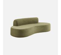 sweeek - Sofá envasado al vacío curvo de tela chenilla, 3 plazas , Curv , 227x102x69 Verde kaki