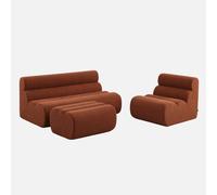 sweeek - Sofá envasado al vacío modular de borreguito con reposapiés, 3 plazas , Nova borreguito , 162x99x75 Terracota