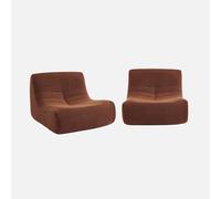 sweeek - Sofá envasado al vacío modular de borreguito texturizado, 2 plazas , Sokol borreguito , 91x105x72 Terracota