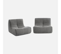 sweeek - Sofá envasado al vacío modular de borreguito texturizado, 2 plazas , Sokol borreguito , 91x105x72 Gris