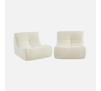 sweeek - Sofá envasado al vacío modular de borreguito texturizado, 2 plazas , Sokol borreguito , 91x105x72 Blanco