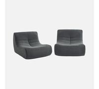 sweeek - Sofá envasado al vacío modular de borreguito texturizado, 2 plazas , Sokol borreguito , 91x105x72 Antracita