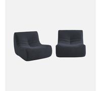 sweeek - Sofá envasado al vacío modular de tejido efecto alpaca, 2 plazas , Sokol alpaca , 91x105x72 Noche azul