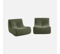 sweeek - Sofá envasado al vacío modular de tejido efecto alpaca, 2 plazas , Sokol alpaca , 91x105x72 Verde kaki