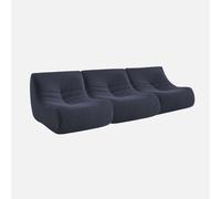 sweeek - Sofá envasado al vacío modular de tejido efecto alpaca, 3 plazas , Sokol alpaca , 91x105x72 Noche azul