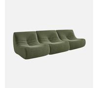 sweeek - Sofá envasado al vacío modular de tejido efecto alpaca, 3 plazas , Sokol alpaca , 91x105x72 Verde kaki