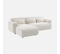 sweeek - Sofá esquinero de borreguito, 3 plazas , Wallas borreguito , 196x151x73 Crema