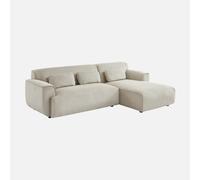 sweeek - Sofá esquinero de pana, 3 plazas , Wallas pana , 196x151x73 Gris beige