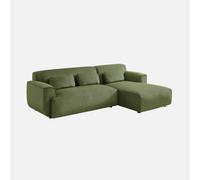 sweeek - Sofá esquinero de pana, 3 plazas , Wallas pana , 196x151x73 Verde