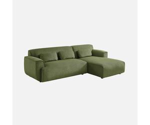 sweeek - Sofá esquinero de pana, 3 plazas , Wallas pana , 196x151x73 Verde