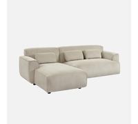 Sweeek - Sofá esquinero de pana de 2 a 3 plazas, esquina izquierda Beige gris - 196x151x91 cm Beige