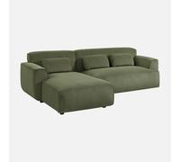 Sweeek - Sofá esquinero de pana de 2 a 3 plazas, esquina izquierda Verde - 196x151x91 cm Green