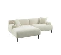 sweeek-Sofá esquinero de Tela con Patas de Metal, 3 plazas Crema - 218x147x73 cm