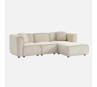 sweeek-Sofá esquinero Derecha de Tela Liso, 3 plazas Beige - 230x145x70 cm