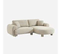 sweeek-Sofá esquinero Derecha de Tela Liso con Patas Redondas, 3 plazas Beige - 231x160x88 cm