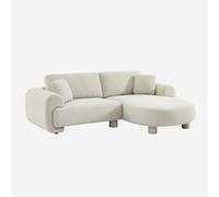 Sweeek - Sofá esquinero derecha de tela liso con patas redondas, 3 plazas Crema - 231x160x88 cm Beige