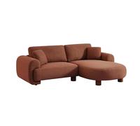 sweeek-Sofá esquinero Derecha de Tela Liso con Patas Redondas, 3 plazas Terracota - 231x160x78 cm