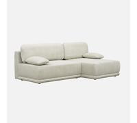sweeek - Sofá esquinero derecho convertible de pana acanalada con almacenamiento, 3 plazas , Nelson pana , 218x140x81 Gris beige