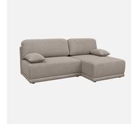 sweeek - Sofá esquinero derecho convertible de pana acanalada con almacenamiento, 3 plazas , Nelson pana , 218x140x81 Pardo