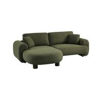 sweeek-Sofá esquinero Izquierdo con Patas Redondas, 3 plazas Verde Kaki - 231x160x78 cm
