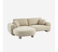 Sweeek - Sofá esquinero izquierdo con patas redondas de 3 plazas Beige - 231x160x88 cm Beige
