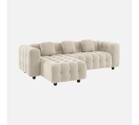 Sweeek - Sofá esquinero reversible con rizo texturado Beige - 247x167x71 cm Beige