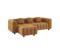 Sweeek - Sofá esquinero reversible con rizo texturado Beige - 247x167x71 cm Yellow