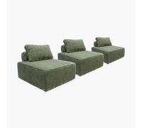 sweeek - Sofá modular de pana, 3 plazas, color Verde - Tamaño 90x90x40 cm Green