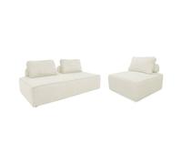 sweeek - Sofá modular de pana, 3 plazas Gris oscuro - 180x90x78 cm Beige