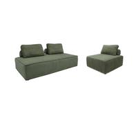 sweeek - Sofá modular de pana, 3 plazas Gris oscuro - 180x90x78 cm Green