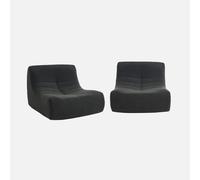 sweeek - Sofá modular en borreguito texturizado, 2 plazas , Sokol borreguito , 91x105x72 Negro