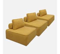 sweeek - Sofá modular en tejido borreguito, 3 plazas , Bao , 90x90x74 Mostaza