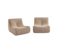 sweeek-Sofá Modular en Tejido Efecto Alpaca, 2 plazas, Sokol Alpaca, Beige, 105x91x72 cm
