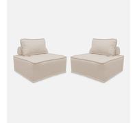 sweeek - Sofá modular en tela lisa, 2 plazas , Dao , 90x90x40 Crema