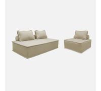 sweeek-Sofá Modular en Tela Lisa, 3 plazas Beige - 180x90x78 cm