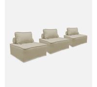 sweeek - Sofá modular en tela lisa, 3 plazas , Dao , 90x90x40 Beige