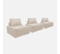 sweeek - Sofá modular en tela lisa, 3 plazas , Dao , 90x90x40 Crema