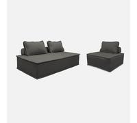 sweeek-Sofá Modular en Tela Lisa, 3 plazas Gris Oscuro - 180x90x78 cm