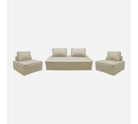 sweeek-Sofá Modular en Tela Lisa, 4 plazas Beige - 180x90x78 cm