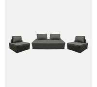 sweeek-Sofá Modular en Tela Lisa, 4 plazas Gris Oscuro - 180x90x78 cm