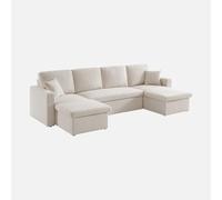 sweeek-Sofá panorámico de 4 plazas en Tela Borreguito Crema - 288x146x86 cm