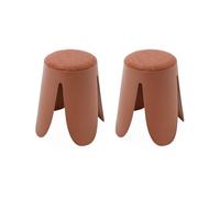 sweeek-Taburete apilable con Asiento texturado, Set de 2 Terracota - 44x30x46 cm