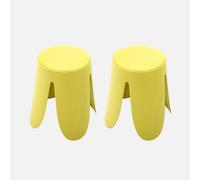 sweeek - Taburete apilable cuero sintético, set de 2 , Niki , 44x44x46 Amarillo