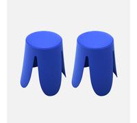 sweeek - Taburete apilable cuero sintético, set de 2 , Niki , 44x44x46 Azul
