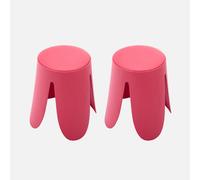 sweeek - Taburete apilable cuero sintético, set de 2 , Niki , 44x44x46 Rosa