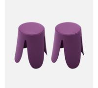 sweeek - Taburete apilable cuero sintético, set de 2 , Niki , 44x44x46 Violeta
