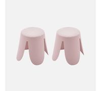sweeek - Taburete apilable infantil borreguito texturizada, set de 2 , Niki kids , 25x25x31 Pink